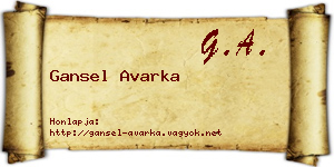 Gansel Avarka névjegykártya
